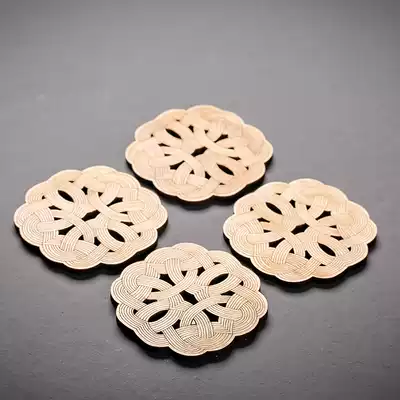 Coaster bamboo Japanese tea ceremony creative Nordic weaving Chinese style auspicious cloud round Chinese Zen retro Palm Silk