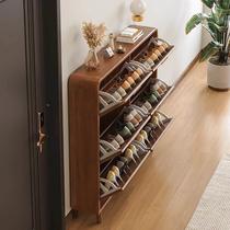 Ultra-thin tipping bucket shoe cabinet home entrance entrance cabinet solid wood color storage space saving small apartment simple shoe rack