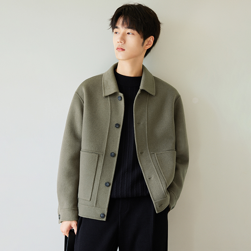 Men's Double-Sided Woolen Jacket 2026 Autumn and Winter New Style Lapel Woolen Thickened Short Coat Men's Outerwear