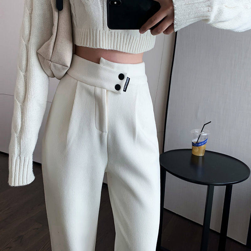 Harlan pants radish cropped pants 2021 new loose thin corduroy straight leg pants slim spring casual boots