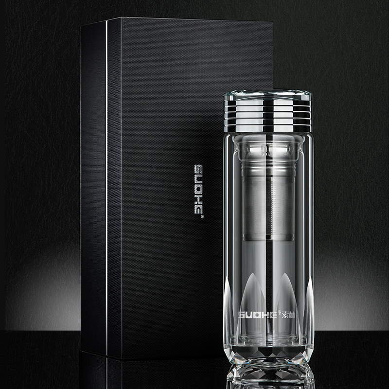 German Diamond Cup High-end Thermal Insulation Glass Mug Tea Water Separation Bubble Tea Cup Business Water Glass Gift Customisation