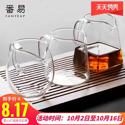 Gongway cup glass ribbon tea leak integrated set male cup thickened heat-resistant tea set Kung Fu tea divider filter high-grade