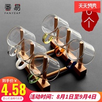  6-pack glass Kung Fu small teacup heat-resistant belt handle Household tea set thickened transparent tea cup Small