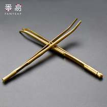 Pure copper tea clip wash cup clip tea stainless steel tea tweezers kung fu tea set accessories tea non-slip clip cup set