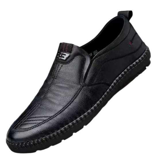 Off-size leather soft-soled men's shoes, comfortable non-slip dad shoes, lightweight driving shoes, waterproof work leather shoes, black