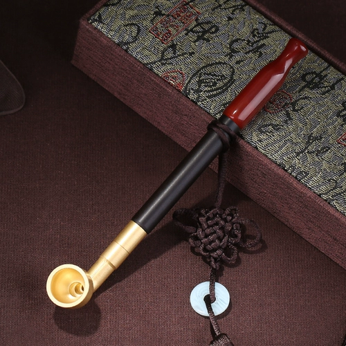 Ониксовая курительная трубка ручной работы из сандалового дерева, мужской старомодный медный мундштук, подарок на день рождения
