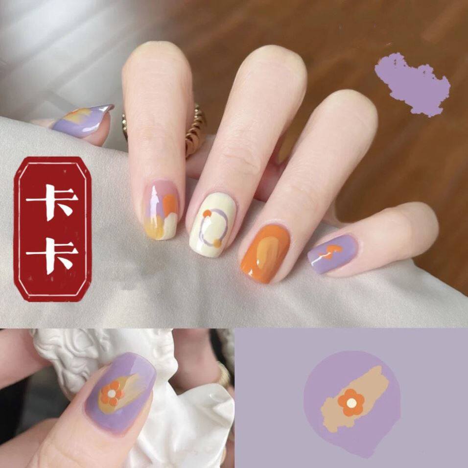 Graffiti style nail stickers 3d nail stickers cartoon cute color contrast pattern Japanese style small fresh waterproof smudge jewelry