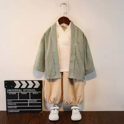 Children's ancient costume Hanfu Boy costume Baby spring and Autumn Tang costume Grab week dress Chinese style clothing long-sleeved three-piece suit