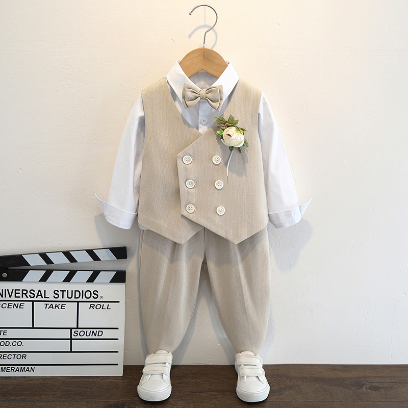 Children's suit suit boy flower boy gown host Spring and autumn performed Damp Boy Winter Clothing Plus Suede Suit-Taobao