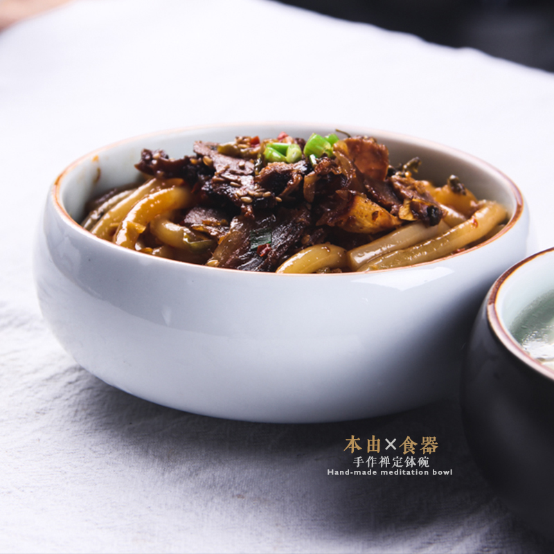 Jingdezhen hand eat rice bowls coarse old pottery bowl bowl Japanese tableware fantastic food soil bowl bowl of soup bowl rainbow such use