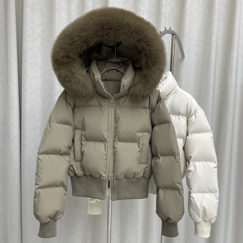 90% White Duck down Fur Collar Waist-Cinching Short down Jacket for Women, 2025 Winter New Style, Petite Puffer Coat, Thickened Outerwear