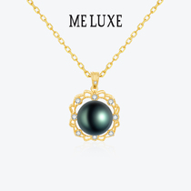 18K gold creek peacock green pearl pendant seawater intense light pearl diamond necklace lock bone chain delivery