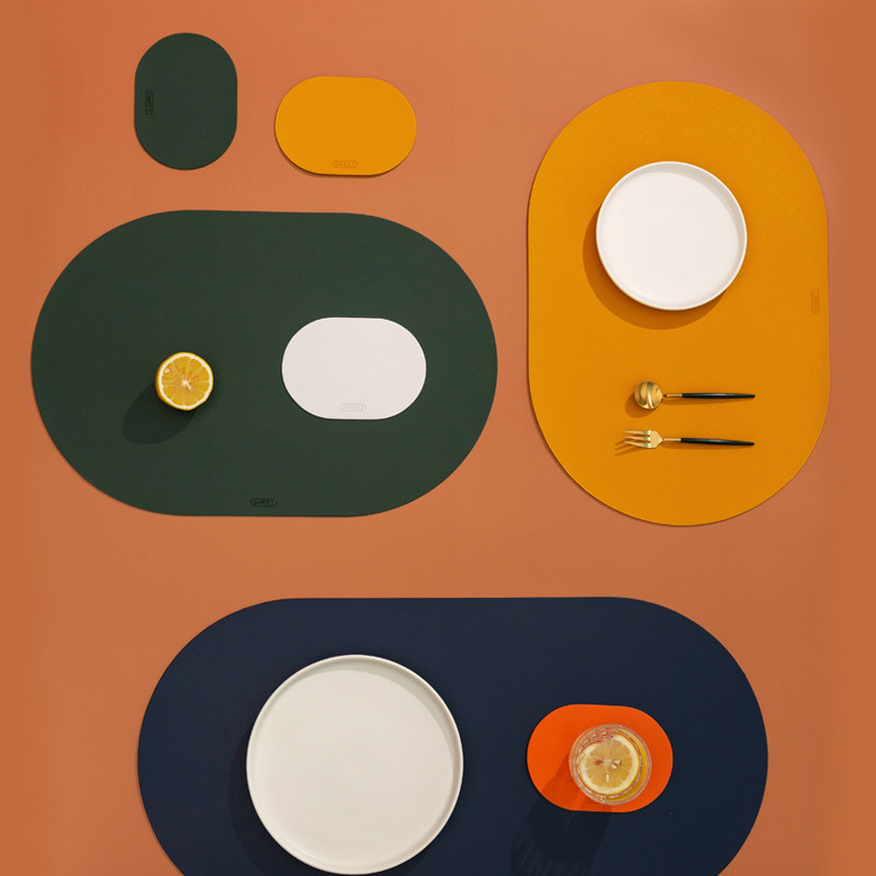 Figure ins wind girl heart placemat set waterproof oilproof anti-slip table insulation mat Nordic style tableware coaster