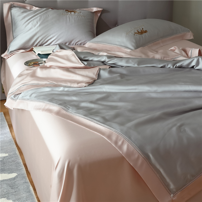 Summer high end 100 bifacial Lan fine ice heather silk summer cool by four sets of silk sliding air conditioning by machine washable