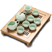 He Ge simple bamboo water storage tea tray Tea Sea kung fu tea set set household ceramic tea cup dry brewing table tea