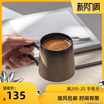 XiangshangJapanese retro style mug with lid cup High-end mens handmade ceramic cup Water cup Coffee cup