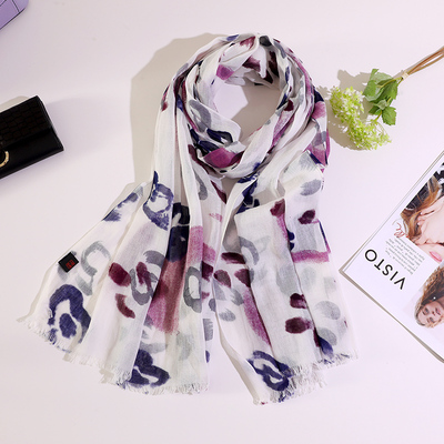 纯棉印花长巾女时尚优雅围巾春夏季