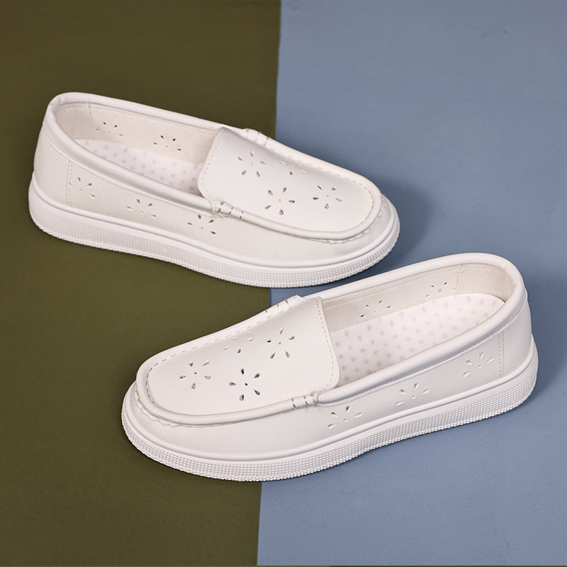 Nurse shoes soft sole soft sole breathable soft sole without stinking feet hollow sandals medical work flat sole white single shoes