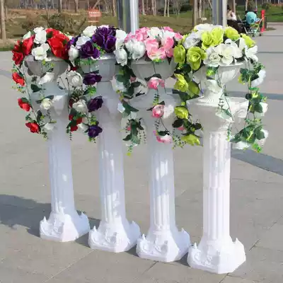 Model European-style villa living room Welcome round flower stand Wedding Roman column Road leading flower column White base decorative column