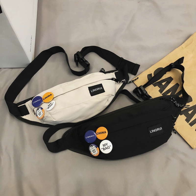 Tide brand chest bag male ins Korean version canvas shoulder bag sports backpack female small shoulder bag student waist bag messenger bag male