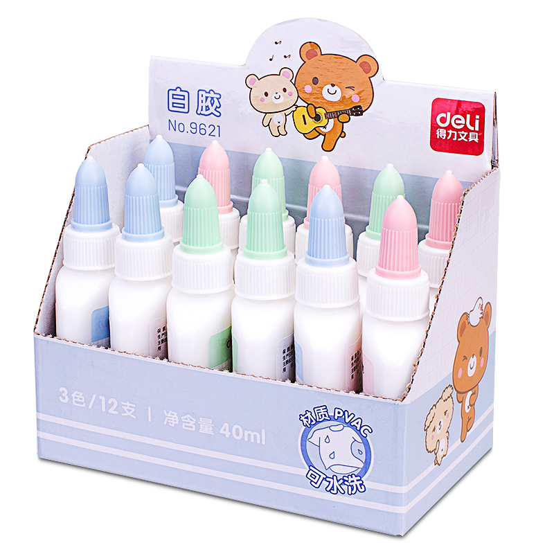 Deli white glue primary school students use to do manual classes to make safe and washable bottles of liquid glue Kindergarten children's special model paper woodworking