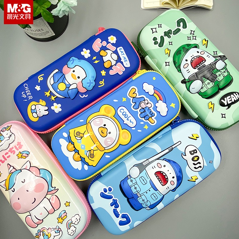 Chenguang sasa series EVA pencil case pencil case for students with three-dimensional 3D multi-layer cute cartoon spaceman shark da da duck soldier pattern unicorn waterproof and dirt-resistant hard shell stationery for boys and girls