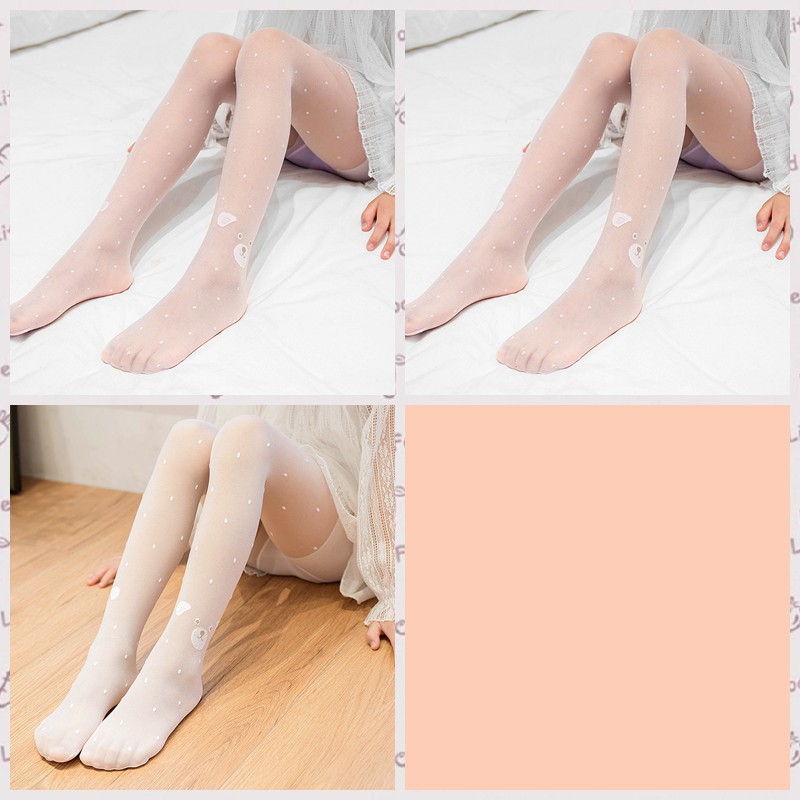 White + White + Yellow3 strip girl summer ultrathin silk stockings Base socks children Wrapped core wire Panties Mosquito proof socks Cartoon girl Wear out