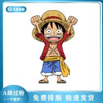 Cartoon One Piece Lufei pattern thermal transfer card type hot painting stickers clothes washing resistant stickers clothes a grade powder
