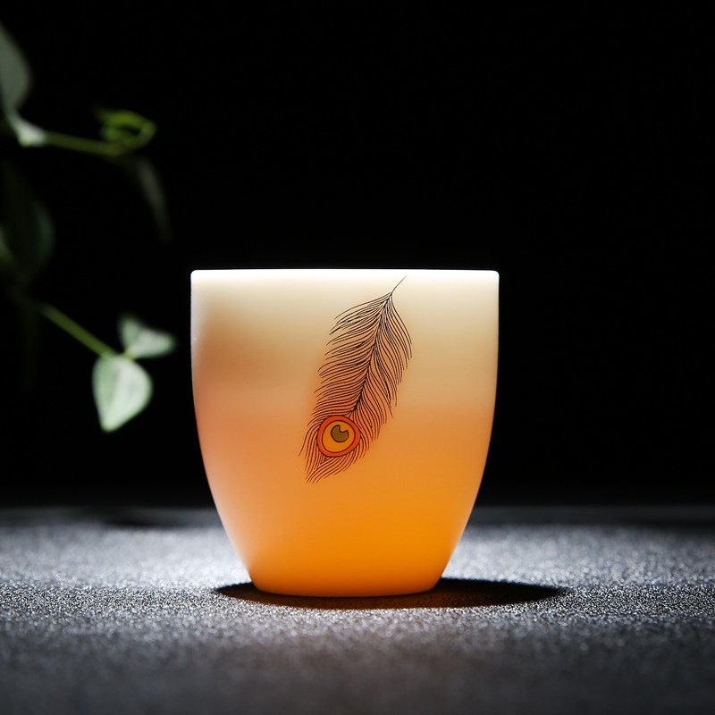Porcelain word jade Jade White Porcelain Goat Grease Jade White Porcelain Teacup Cups of Tea Tea Tea Cup Home Gongfu Tea Master's Cup