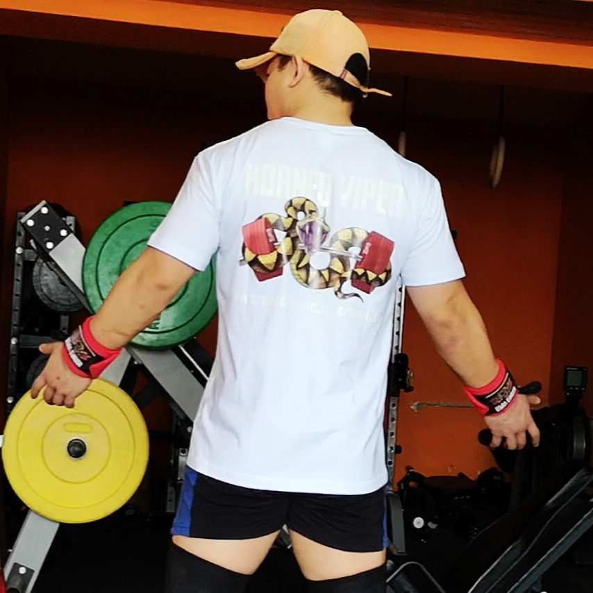 Horned Viper Fitness Sport Short Sleeve T-Shirt Strength LiftIng T-Shirt Cotton Sweat Absorption Breathable Training Shirt Weightlifting Suit