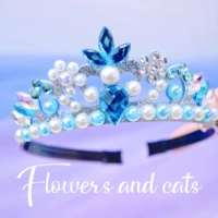Цветы и кошки для волос ювелирные изделия для волос обруча корона мода, девочка летняя принцесса, голубая эша Бингсюзи
