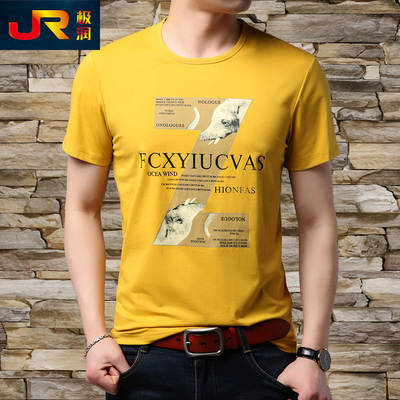 夏装新款短袖T恤男士圆领印花t恤纯棉上衣