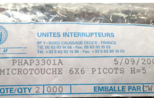 Imported French APEM PHAP3301A light switch micro switch in-line 4-foot button 6*6*5mm