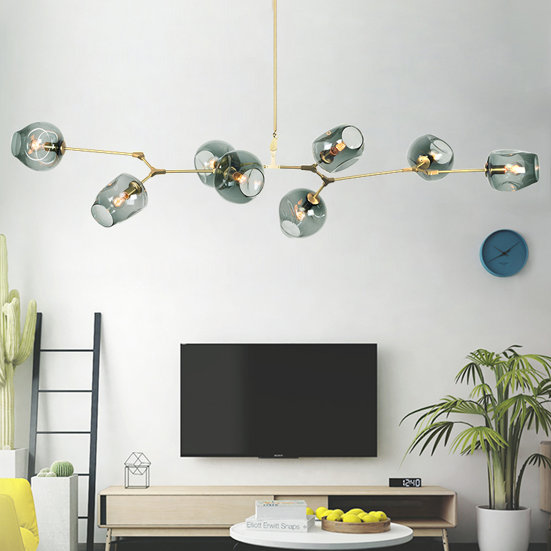 Nordic Style New Living Room Light Brief Modern Atmosphere Home Upscale Chandeliers Glass Molecular Lamps