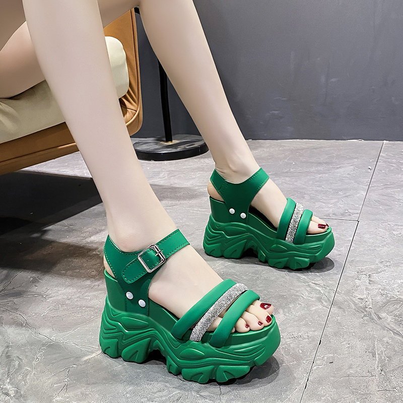 Sandals 2026 New Women's Summer Trendy Platform Thick-Soled Versatile Wedge Fashion Hot-Selling Rhinestone Roman Shoes