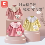 Детский хлопковый демисезонный нагрудник для принцессы, термобелье, водонепроницаемый лонгслив, фартук для детского сада, сзади на завязках