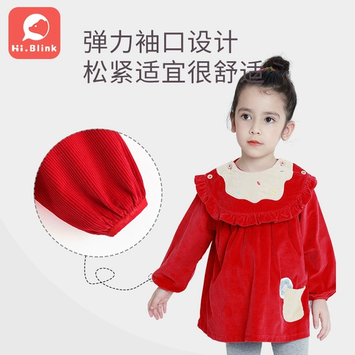 Детский демисезонный нагрудник, детское вельветовое водонепроницаемое термобелье, фартук для еды для принцессы, юбка, анти-грязь, сзади на завязках