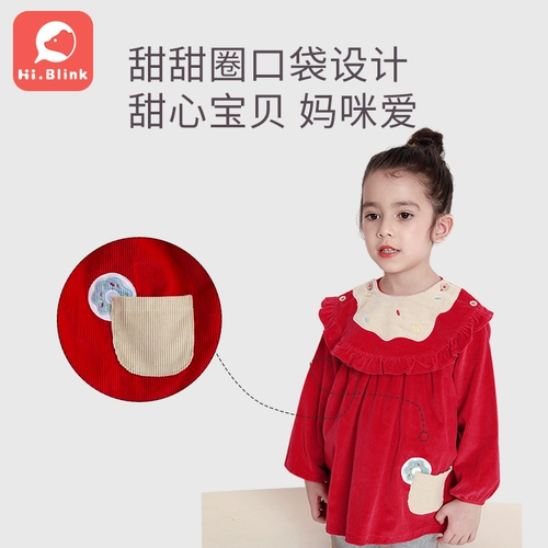 Детский демисезонный нагрудник, детское вельветовое водонепроницаемое термобелье, фартук для еды для принцессы, юбка, анти-грязь, сзади на завязках