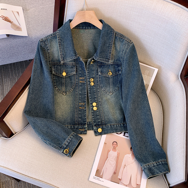 Short Denim Jacket for Women, Early Spring 2026 New Style, This Year's Popular Hot Item, Petite Regular Shoulder Denim Jacket