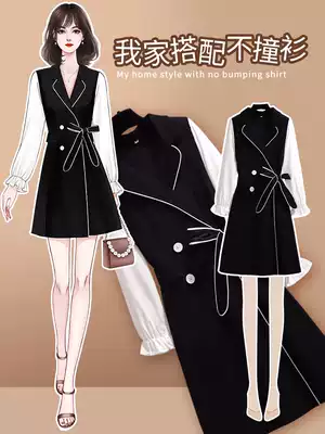 Black dress early spring 2021 new women's French Hepburn style small black high-end temperament slim suit skirt