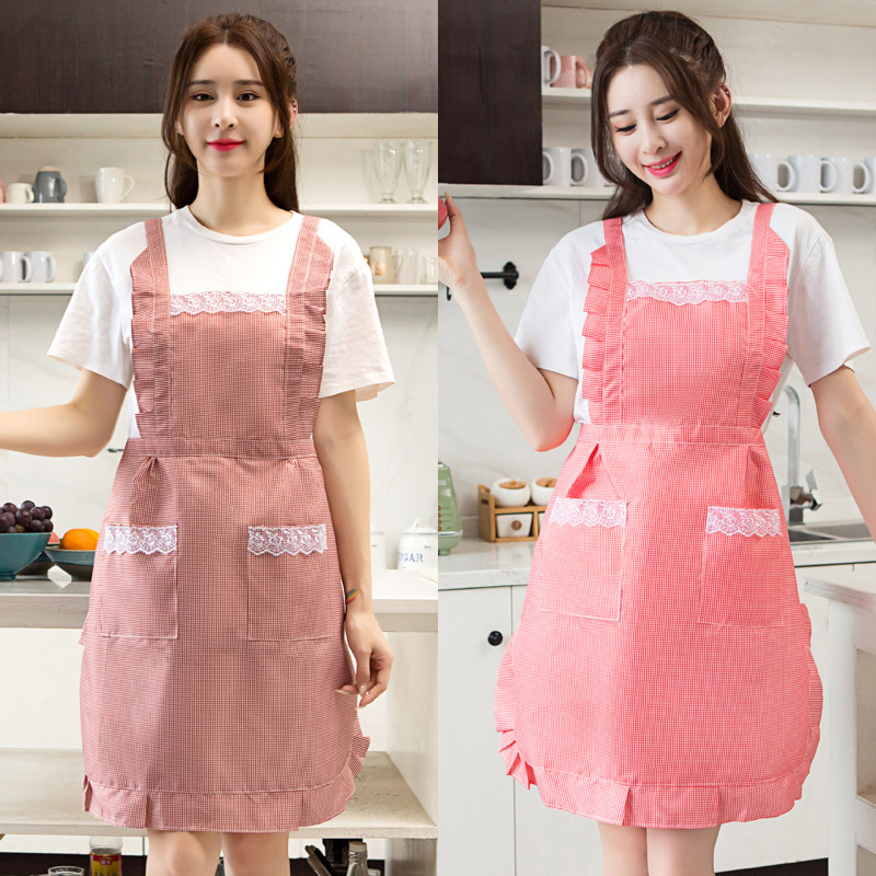 Apron Korean fashion waterproof kitchen oil-proof waist Princess cute female cooking adult home summer ultra-thin