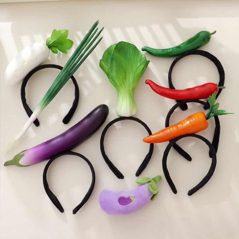 Simulation vegetable head hoop live room props funny atmosphere new and unique head decoration creative pepper green onion to keep people hairpin