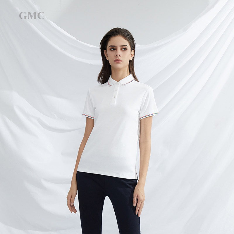 GMC dynamic women's POLO shirt new cotton lapel short sleeve solid color T-shirt sports casual business