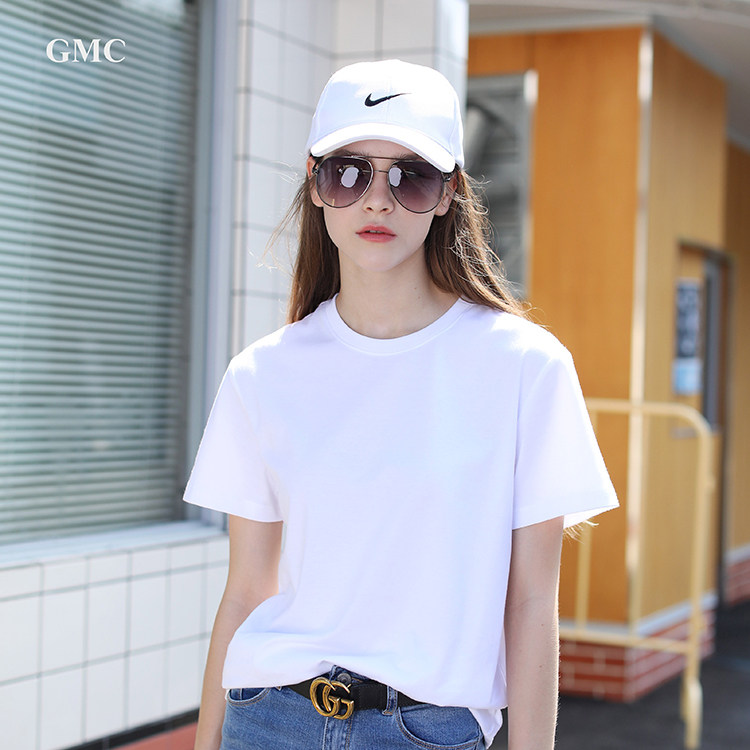 GMC Tianwen cotton soft skin T-shirt | Men and women with the same solid color round neck short sleeve cotton spring summer new T-shirt