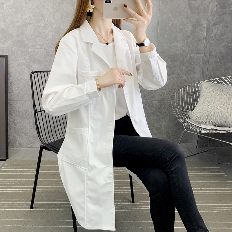 White coat female long-sleeved female laboratory medical student winter clothing thickening beauty salon doctor nurse uniform overalls male