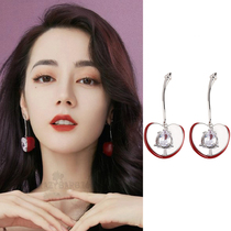 You are my glory Qiao Jingjing with cherry earrings advanced sense light luxury sterling silver red 2021 New Tide