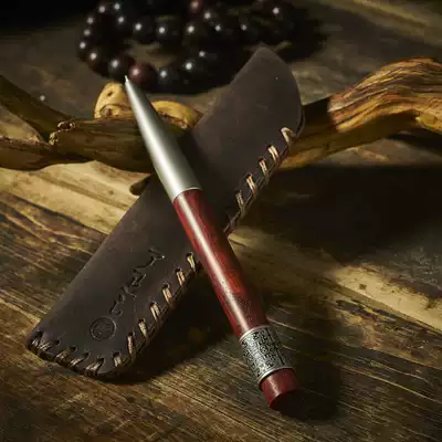 Pen rotating leaflet red sandalwood signature pen Office business steel and wood warp tube decompression writing pen Chinese style men's characteristic gift custom birthday anniversary texture plate play Mahogany pen