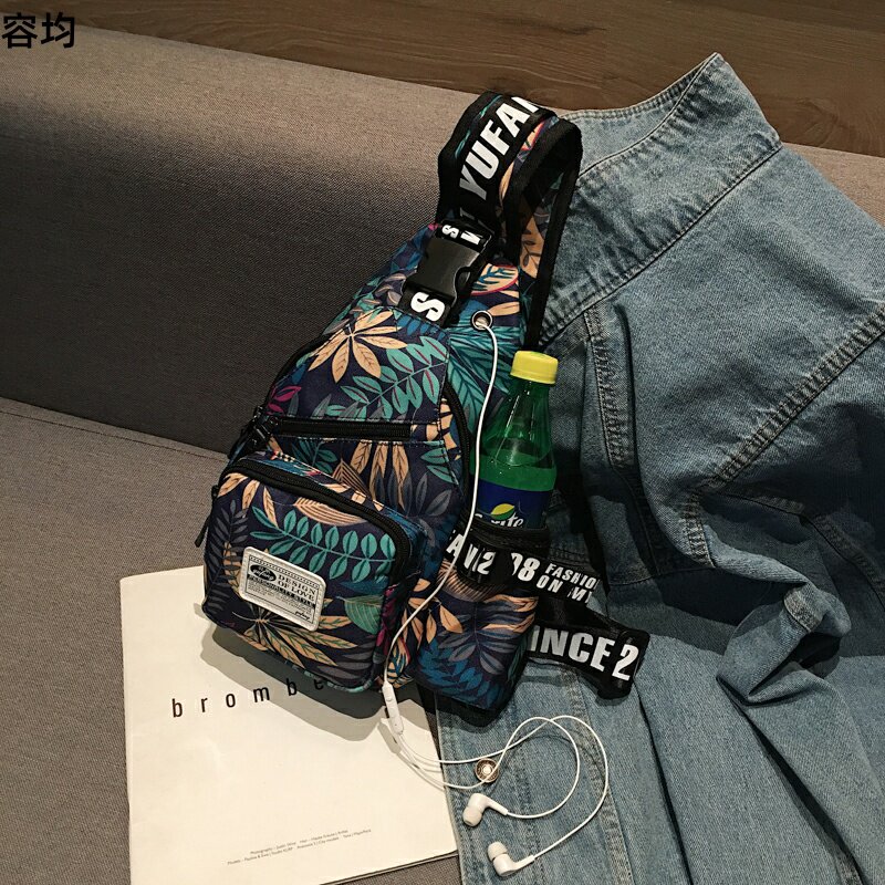 Chest Bag Lady Korean Version Trendy Chest Front Slanted Satchel Casual Canvas Woman Bag Single Shoulder Bag Purse Sport Small Scapegoat Bag