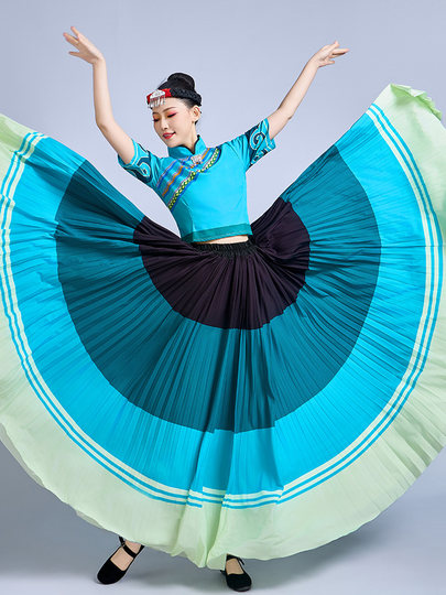 Yi Ethnic Dance Performance Costume, Large Skirt, Ethnic Adult Clothing for Women, Yunnan, Sichuan, Liangshan, Multicolored Yi Clothing