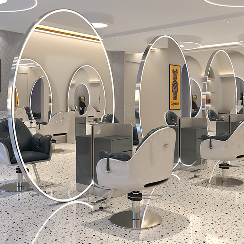 Hairshop mirror shop hairdresser hair shop hair shop hair cutting single-sided one-sided LED with lamp landing net red mirror